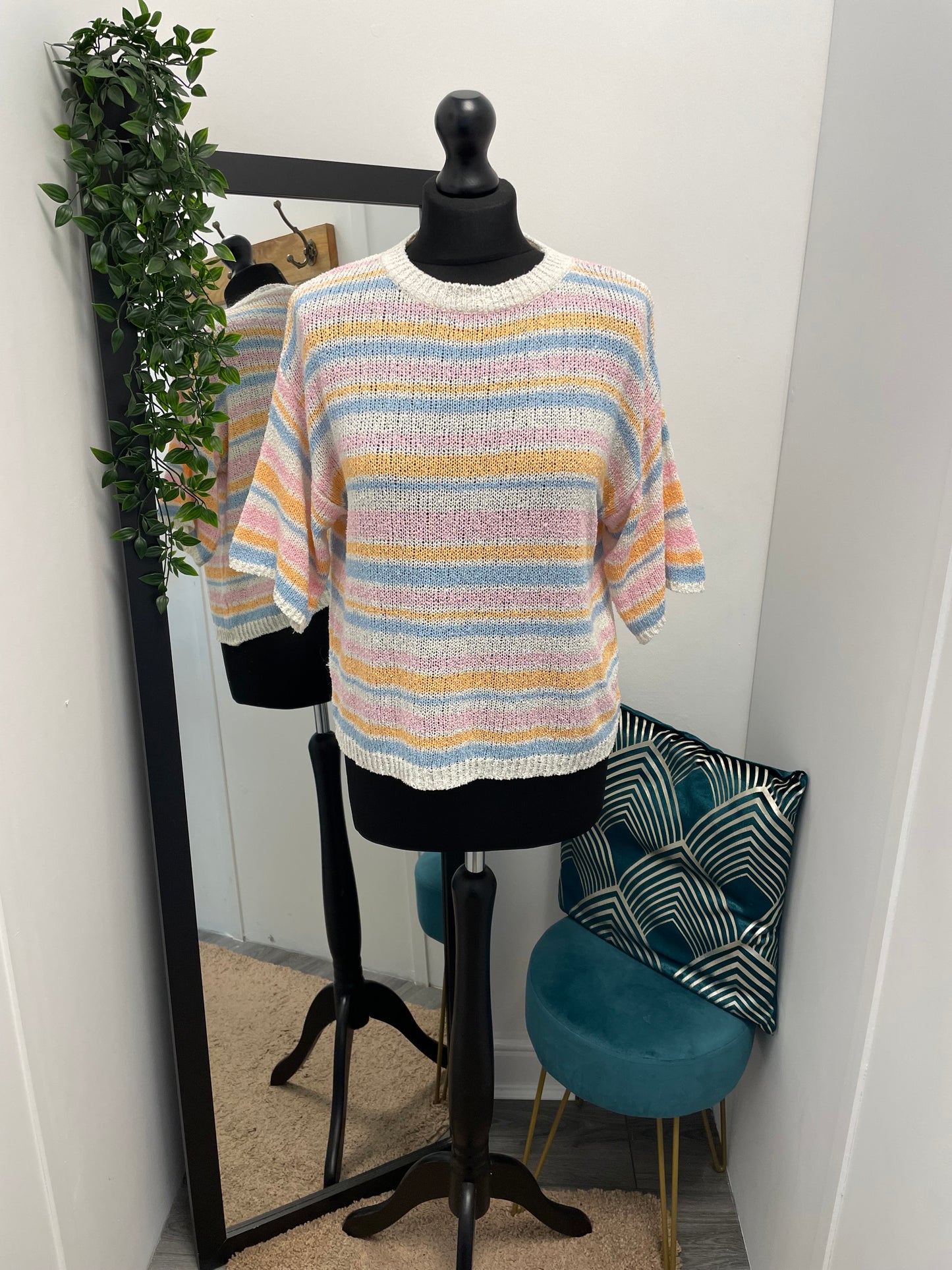 Pastel Stripe Knit Tops