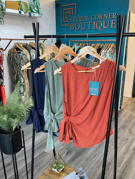 Side-Tied Textured Tops