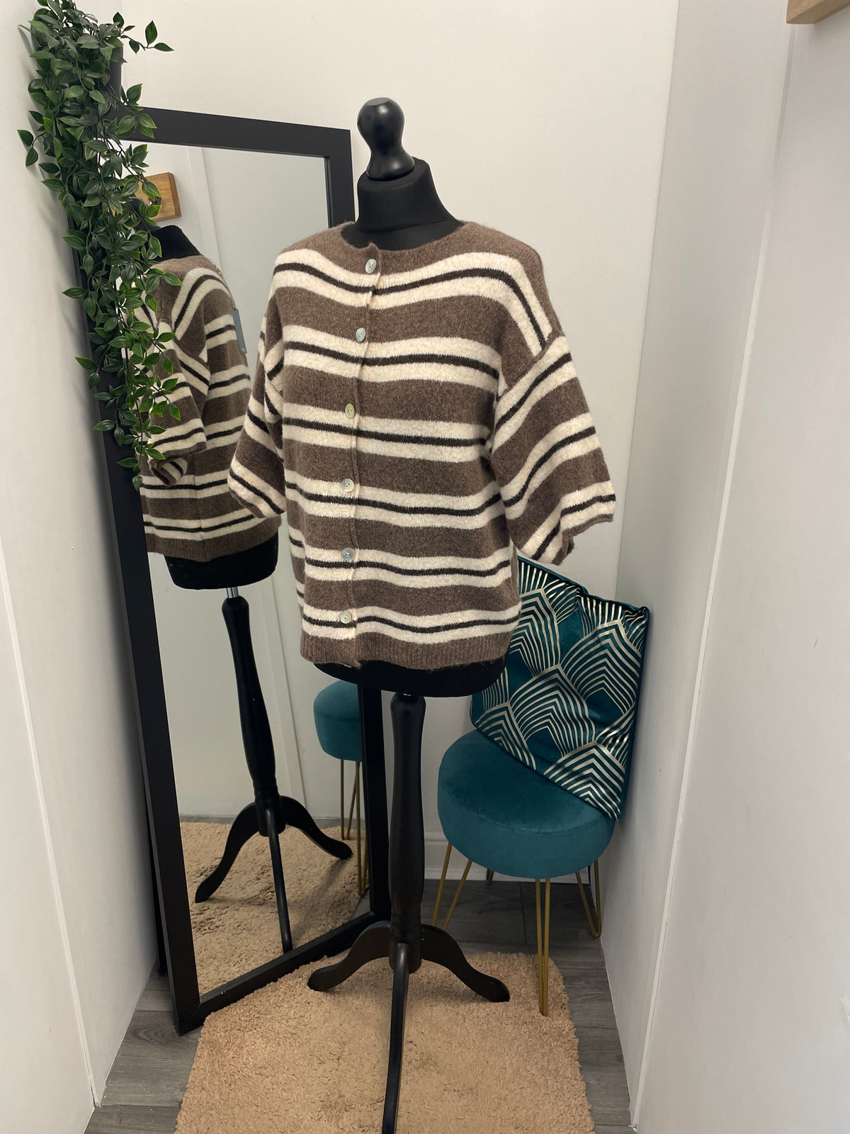 Striped Knit T-Shirt Cardigans