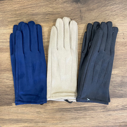 Plain Stripe Suede Gloves