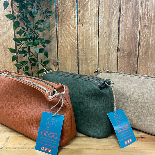 Triple Zipped Crossbody Bags