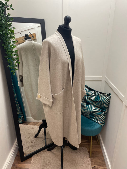Buttoned Cuff Maxi Cardigans