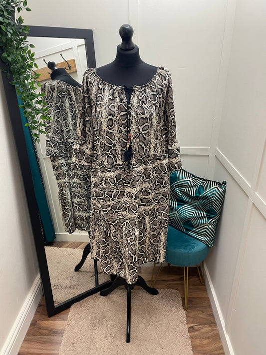 Animal Print Tassel Dress