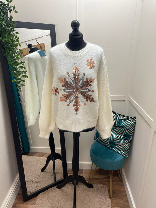 Sequin Snowflake Jumper