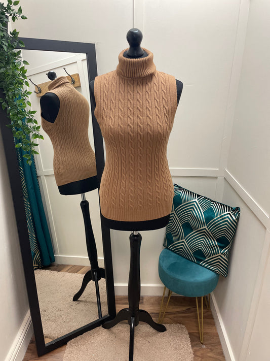 Roll Neck Knitted Tank Tops
