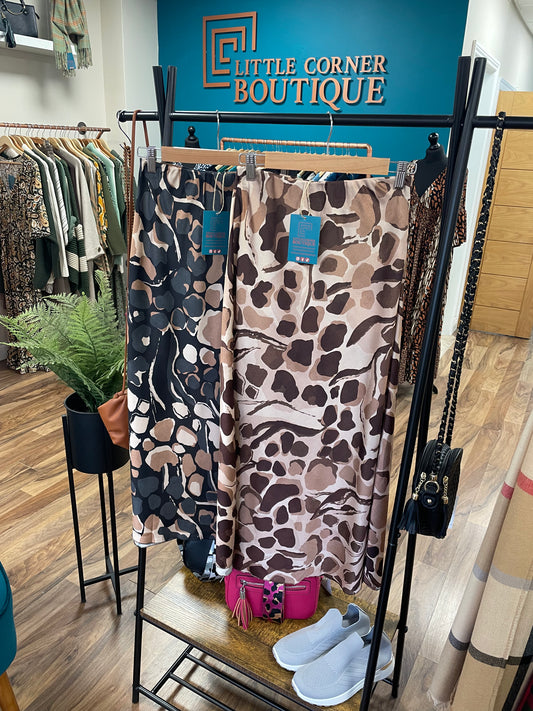 Animal Print Satin Skirts