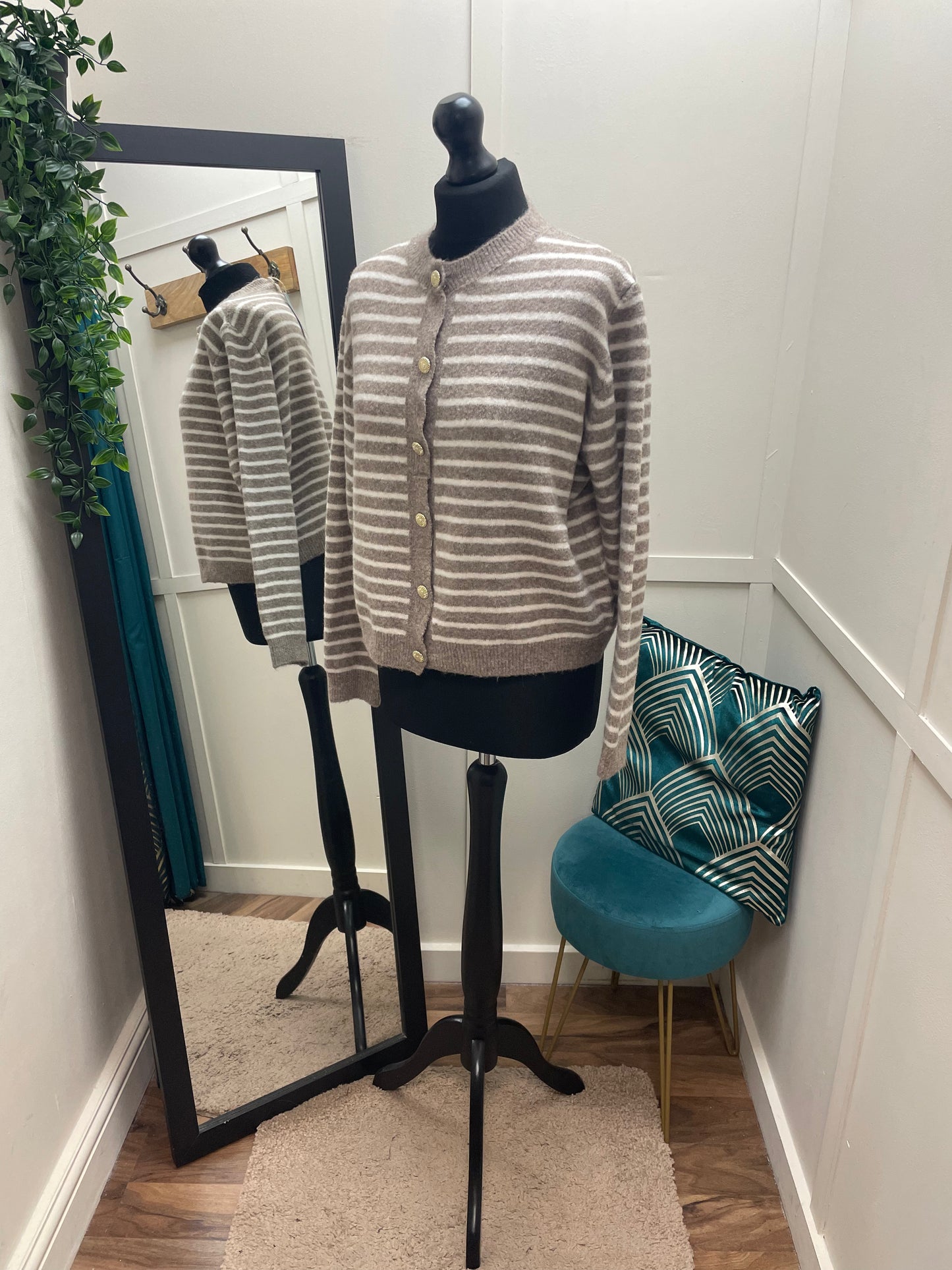 Gold Buttoned Striped Cardigans