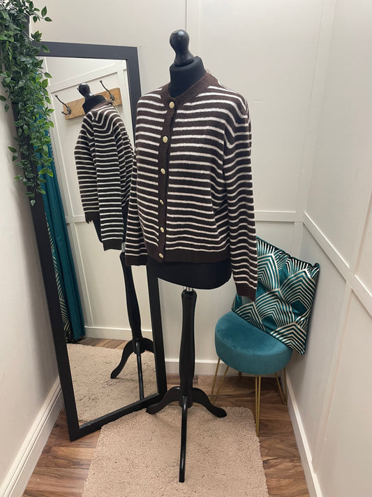 Gold Buttoned Striped Cardigans