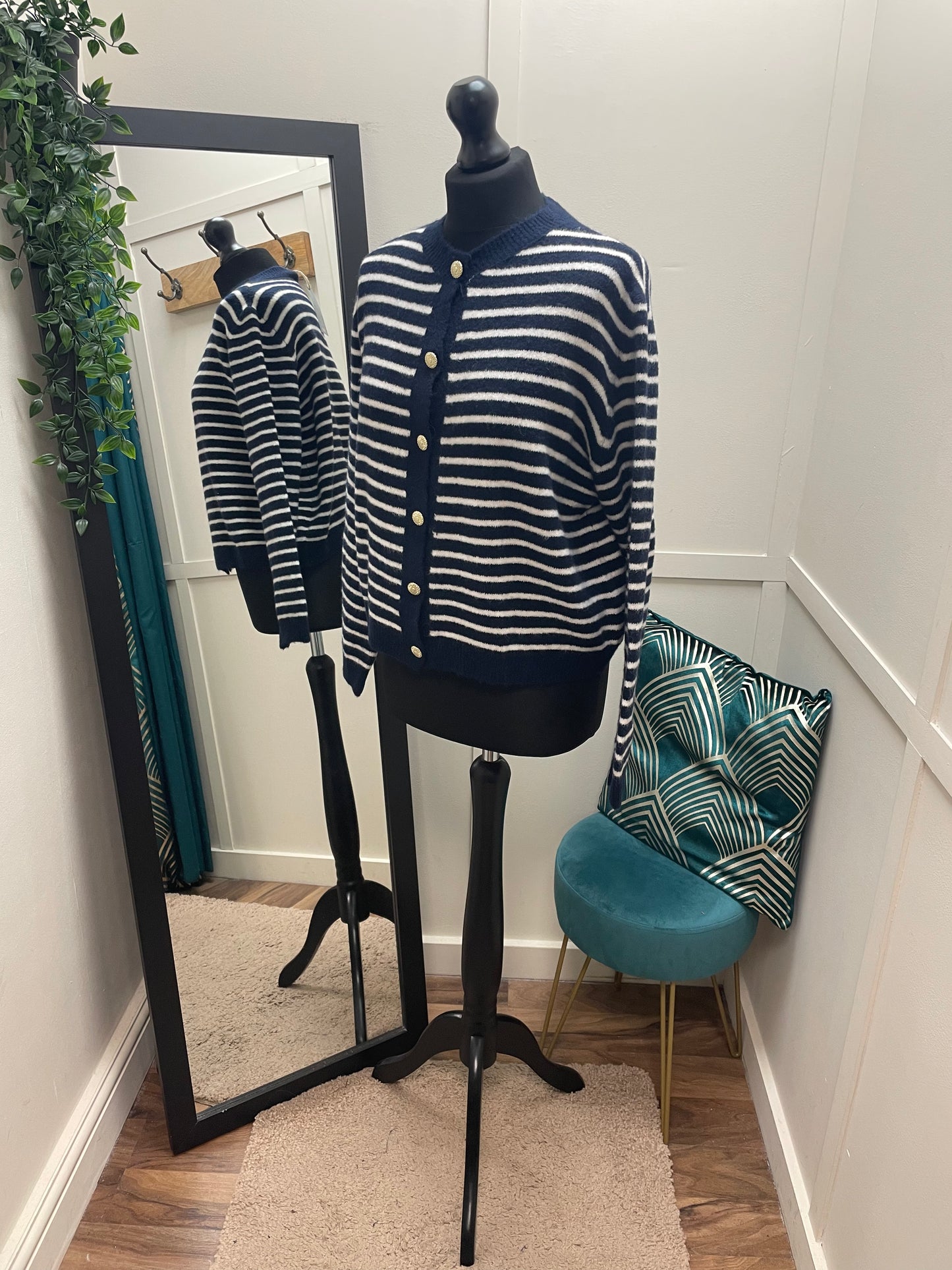 Gold Buttoned Striped Cardigans