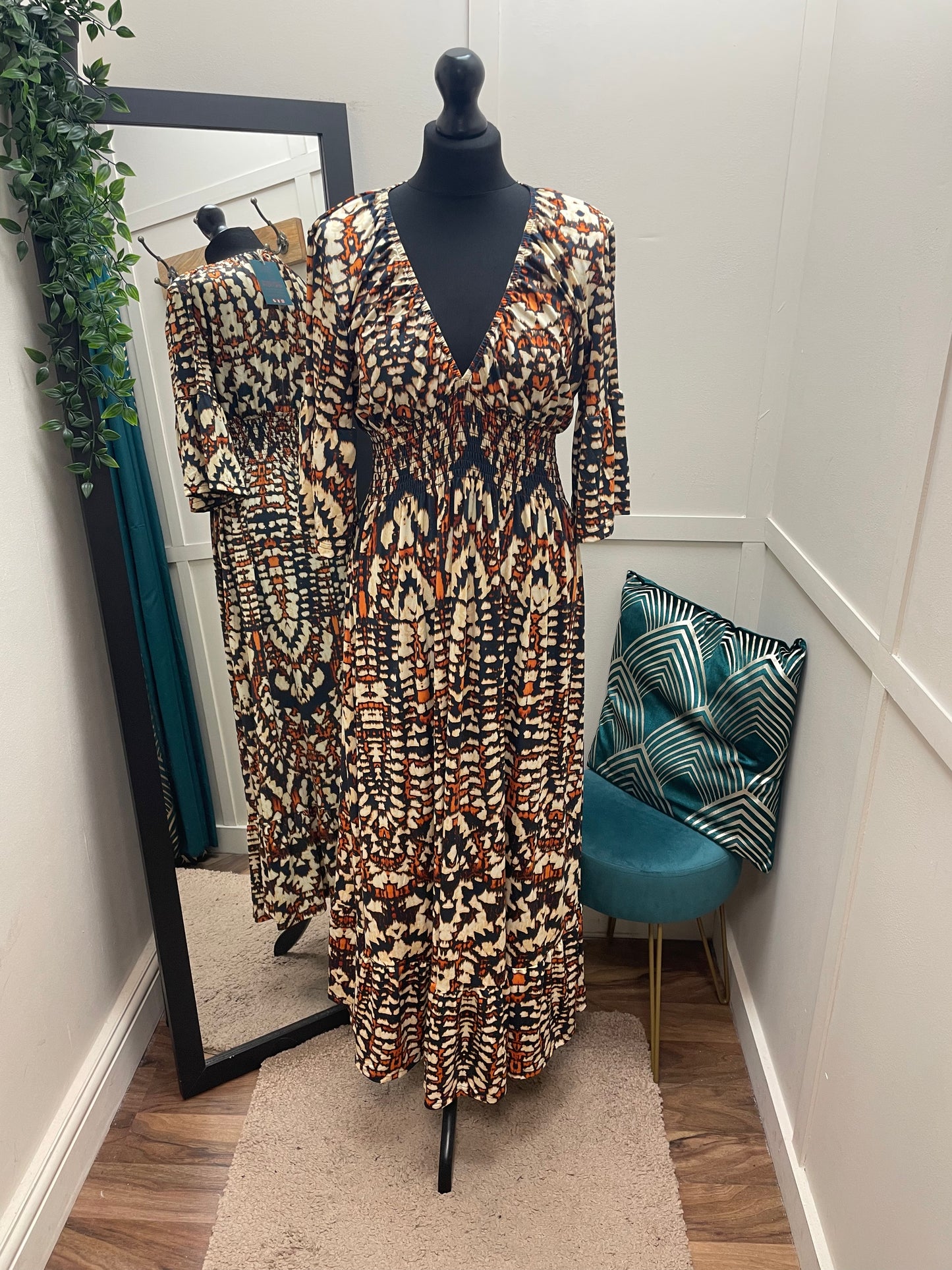 Autumn Print Maxi Dress