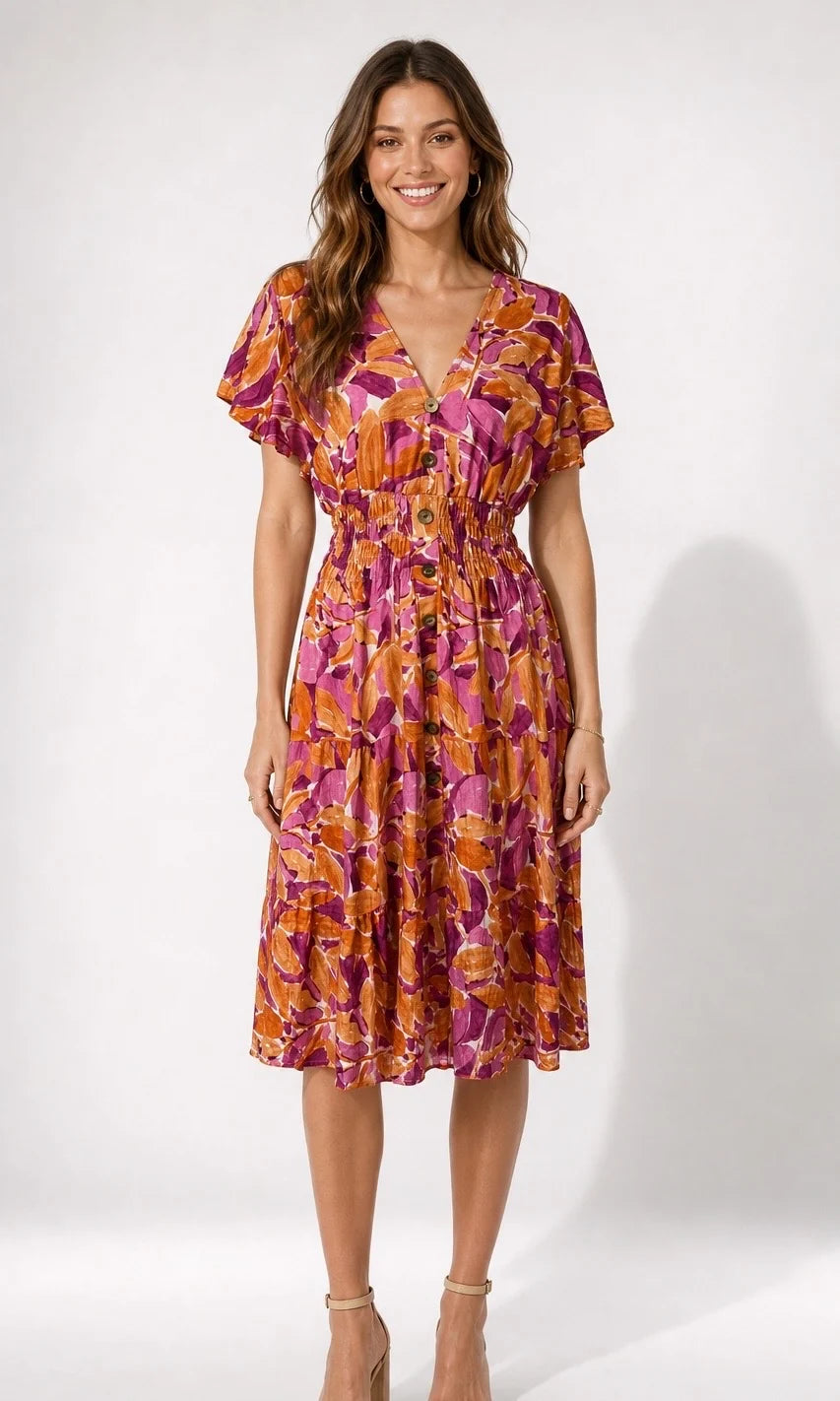 V-Neck Midi Dresses