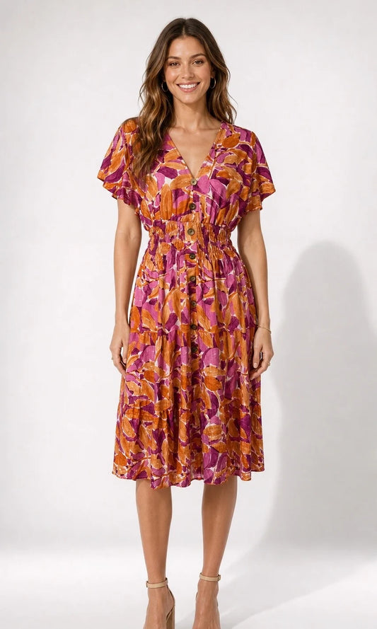V-Neck Midi Dresses