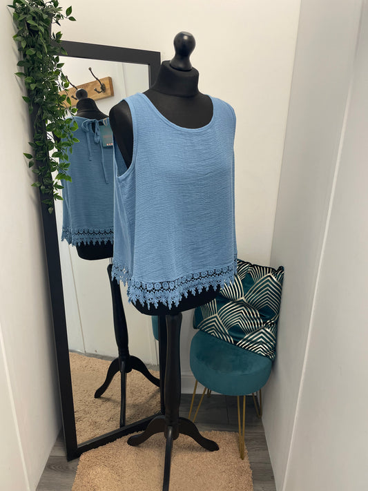 Lace Trim Vest Tops