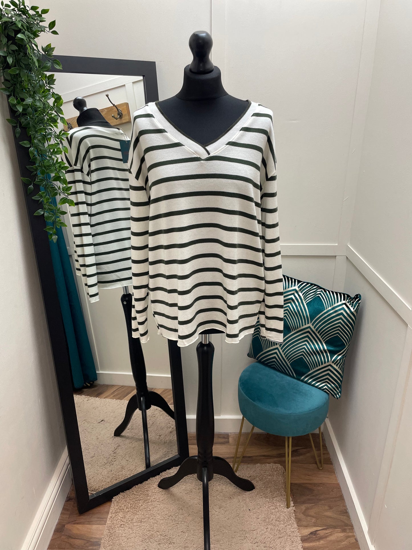 Striped V-Neck Tops