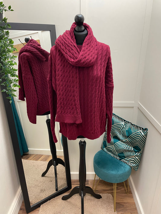 Cable Knit Jumpers with Scarves