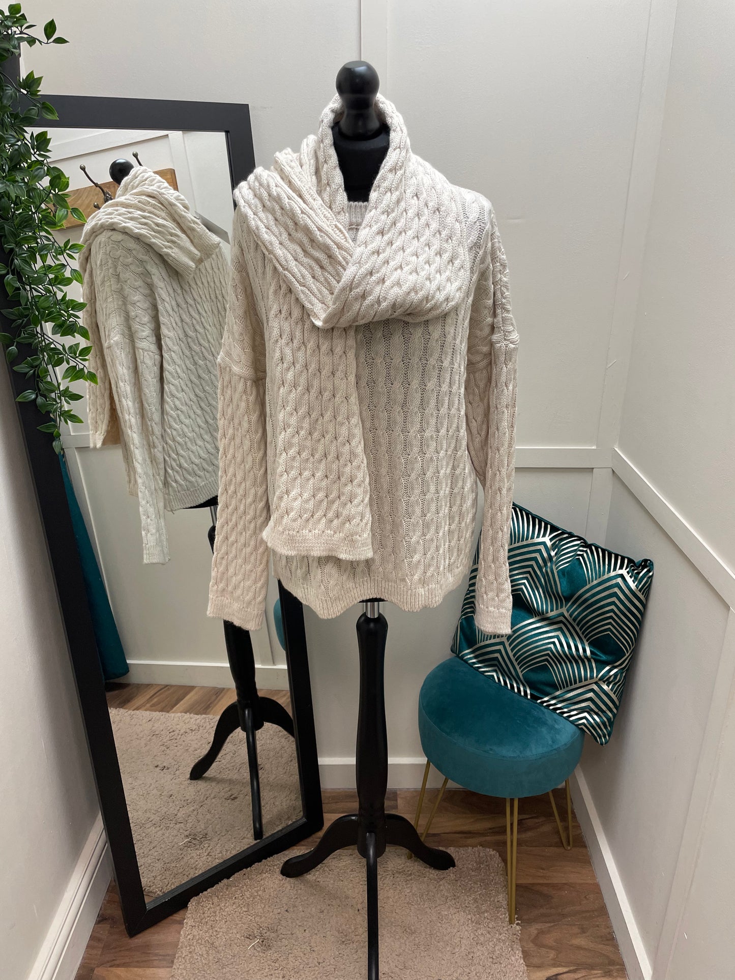 Cable Knit Jumpers with Scarves