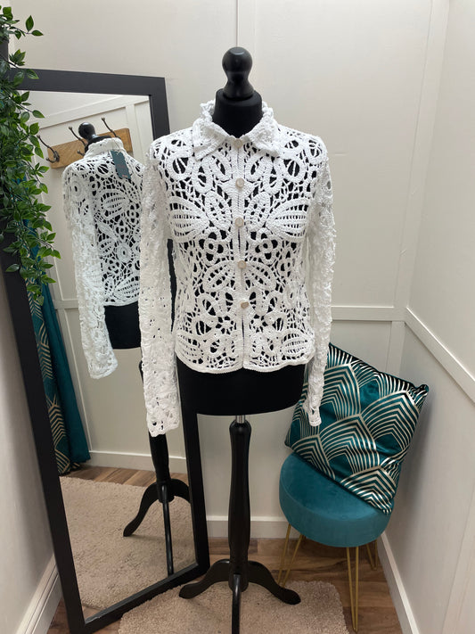 Pearl Button Crochet Cardigan