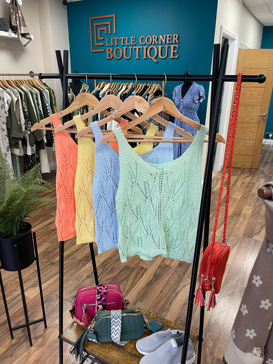 Knitted Crochet Vest Tops