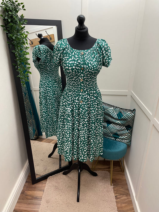 Spotted Bardot Midi Dresses