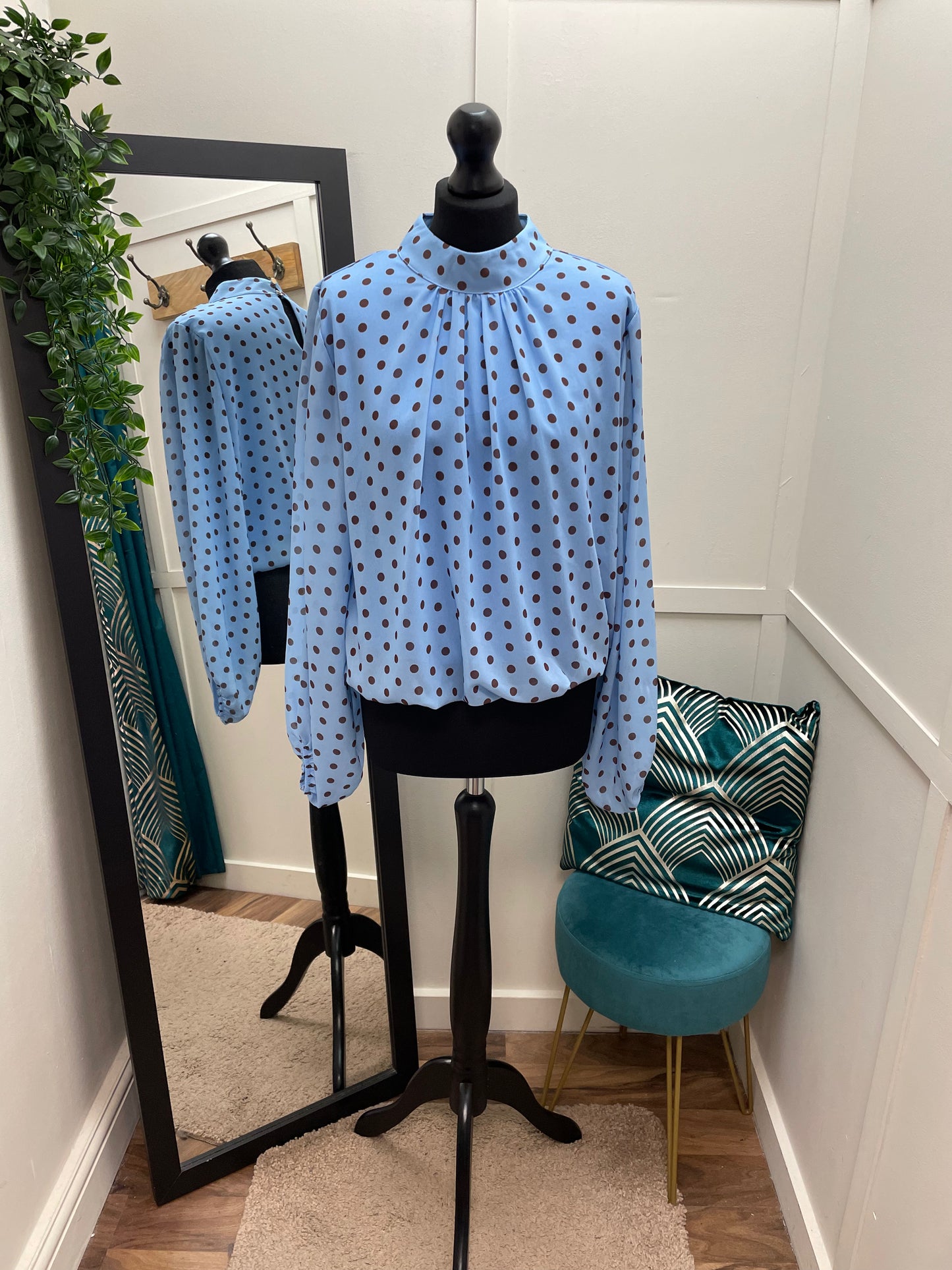 Polka Dot High Neck Blouses