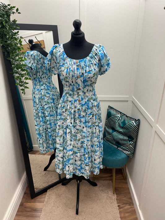Blue Print Bardot Midi Dresses