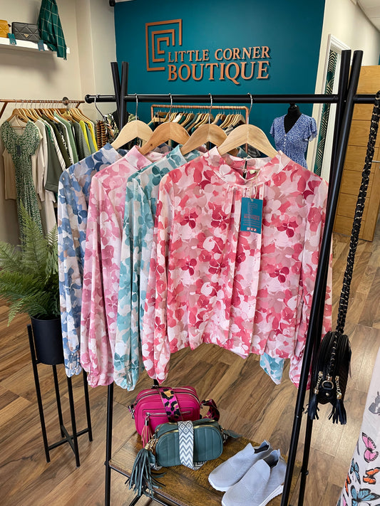 Floral Print High Neck Blouses