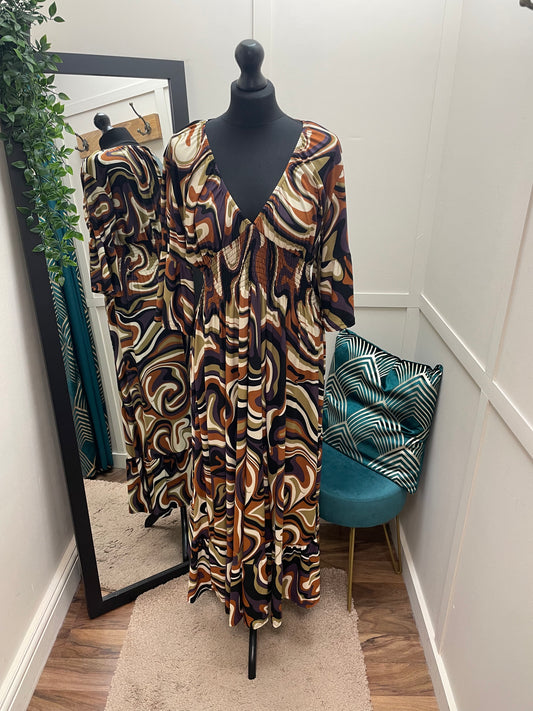 Marble Print Maxi Dress