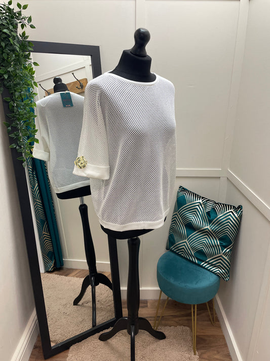 Gold Flower Mesh Top