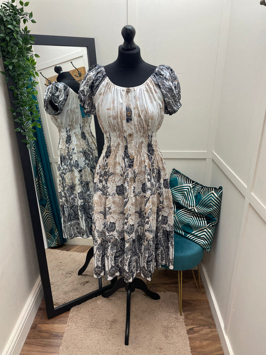 Printed Bardot Midi Dresses
