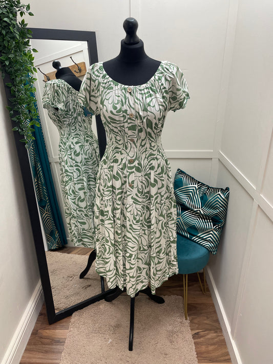 Printed Bardot Midi Dresses