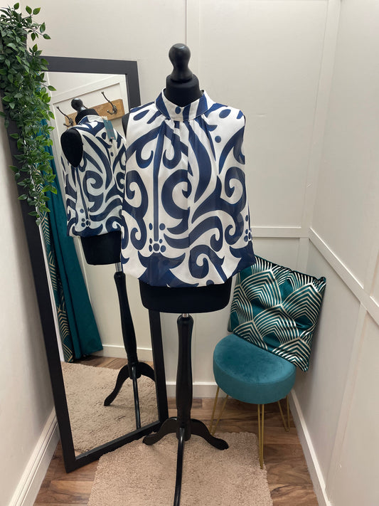 Sleeveless Printed High Neck Blouses