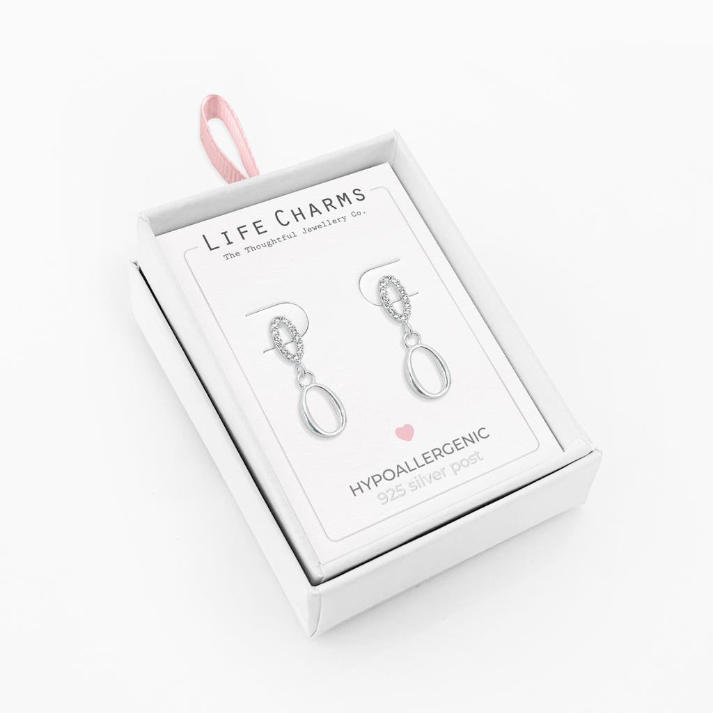 Life Charms Silver Drop  Earrings