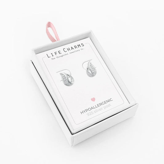 Life Charms Silver Leaf Drop Earrings