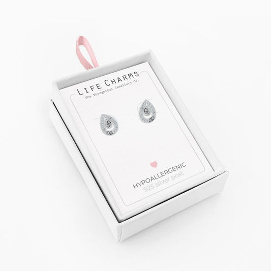 Life Charms Silver Teardrop Earrings