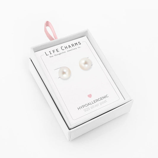 Life Charms Pearl Stud Earrings
