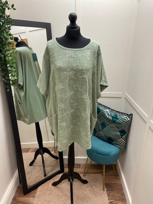 Embroidered Pocket Tops