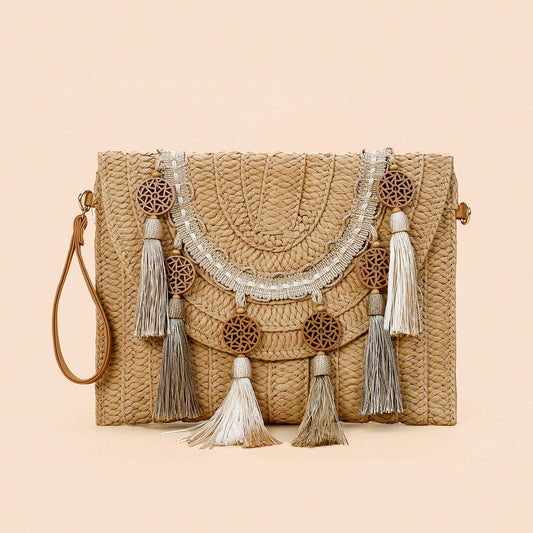 Tassel Clutch Straw Beach Bags